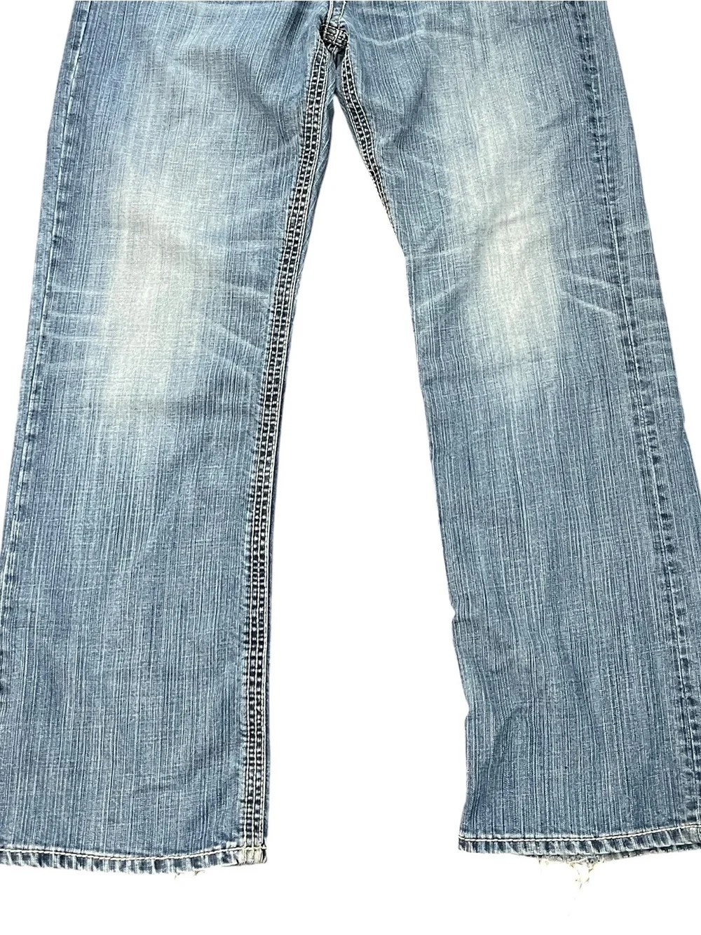BKE Tyler Straight Leg Jeans 34R Light Wash Whiskered Distressed Y2K Denim